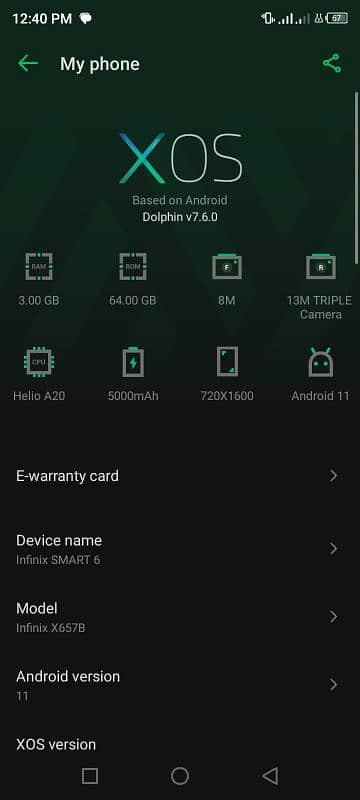 Infinix Smart 6.3 gb ram 64 gb room 0