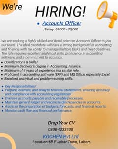 Required Experienced Accounts Officer