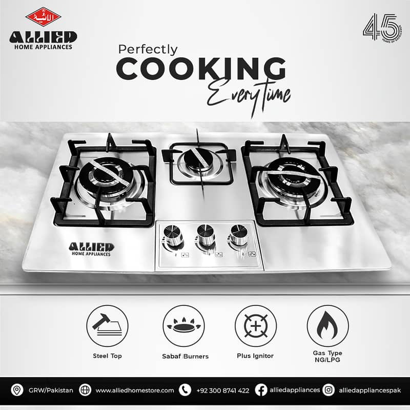 Premium Tempered Glass 3-Burner Built-in Hob | Allied Home Appliances 3