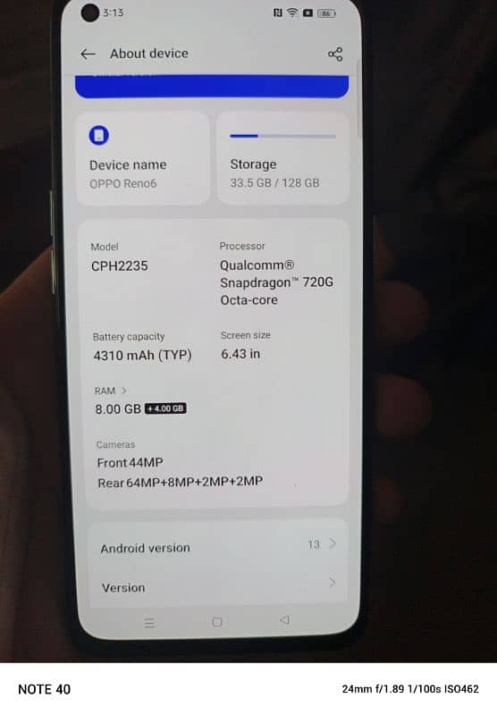 Oppo Reno 6 10/10 Condition All Okay with Original Box,Charger 8