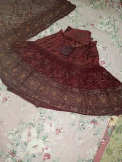 Mehroon sharara with shirt pouch and Dupatta