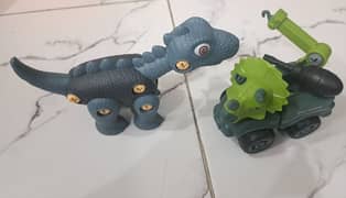 02 Dinosaur Toys with Assemble/ Disassemble Screw Driver