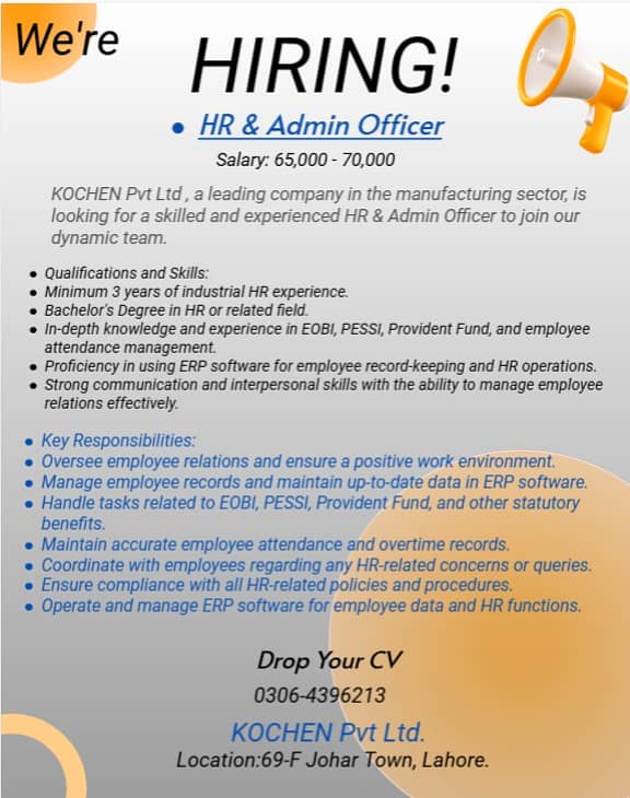 Experienced HR & Admin Officer 0