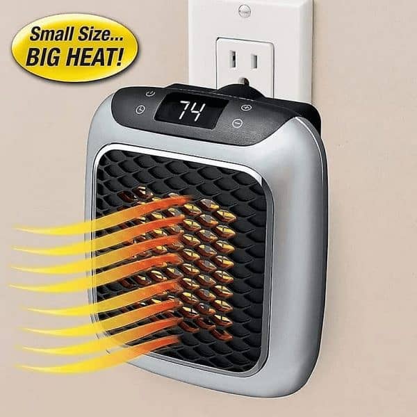 800w Space Heater Digital Electric Heater Wall Outlet Plug Small Fan 3