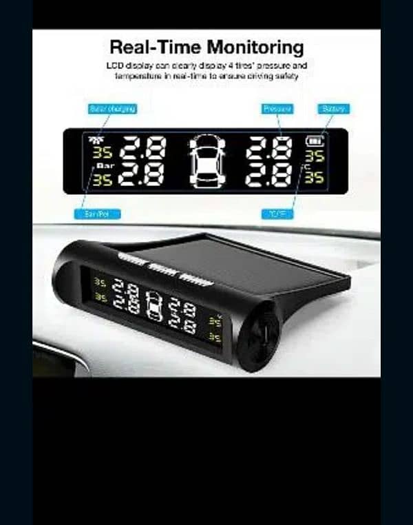 Car Solar TPMS Tire Pressure Monitoring System Solar Power Digit 11