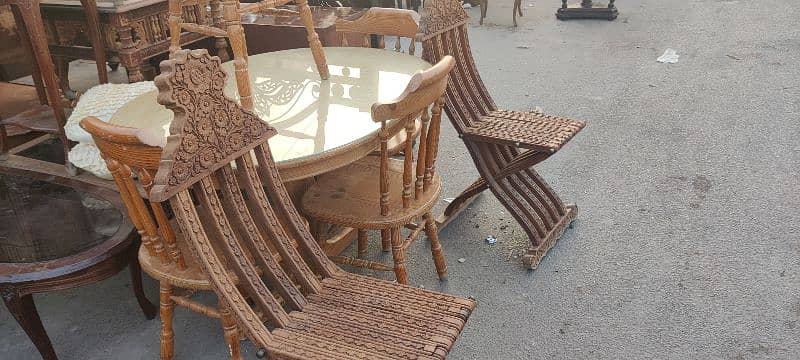 wooden sofa set with Chairs and trolley 3