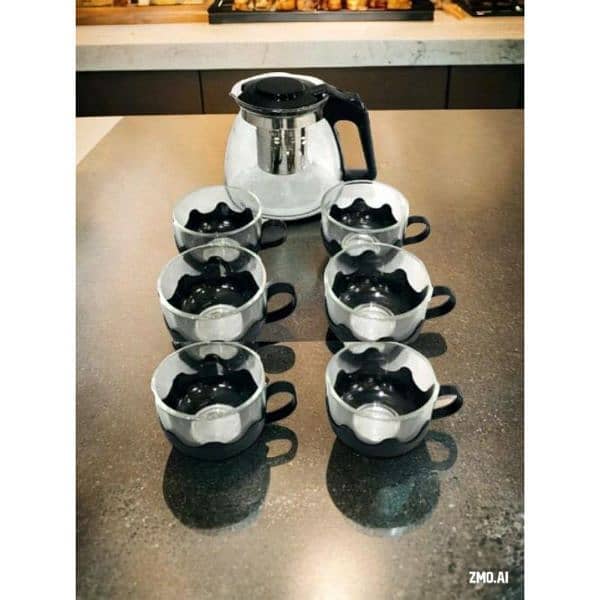 Black tea set with infuser kettle 6 cups 0