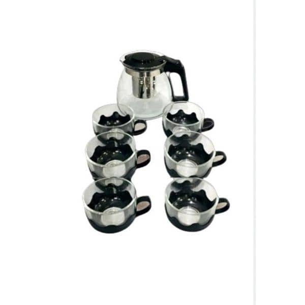 Black tea set with infuser kettle 6 cups 1