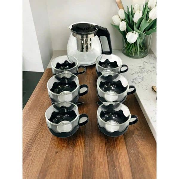 Black tea set with infuser kettle 6 cups 3