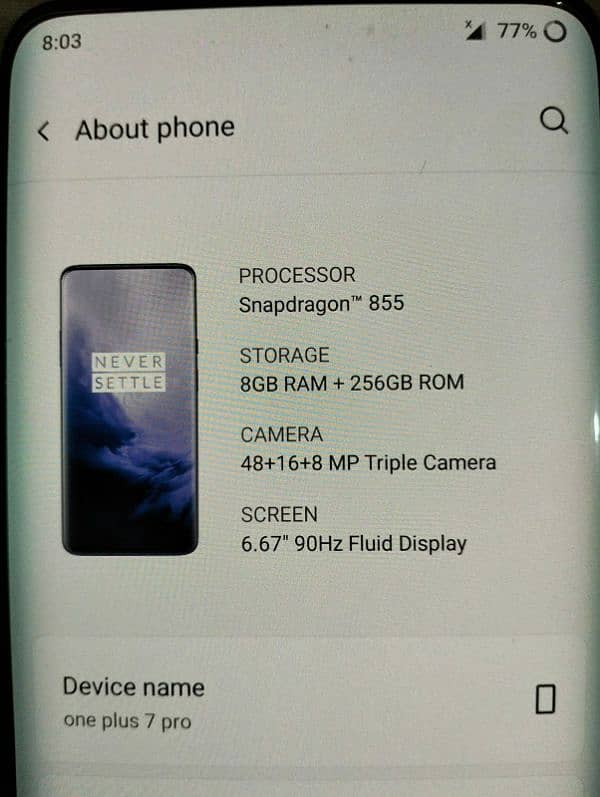 one plus 7 pro 8/256 snapdragon  855  condition 10 by 10 2