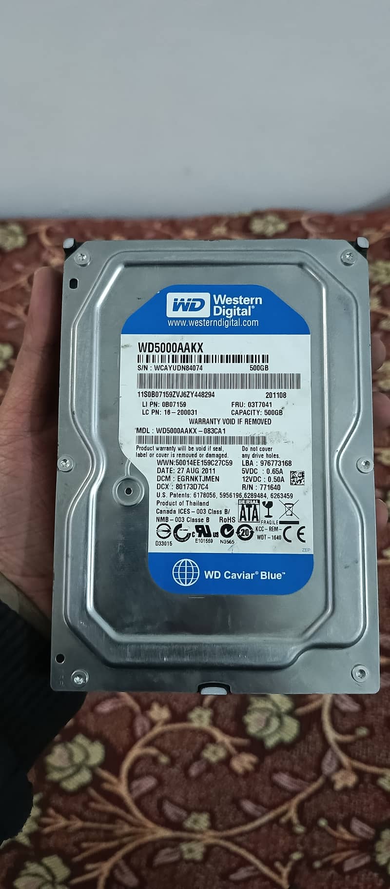 Selling 500GB Western Digital Hardisk 1