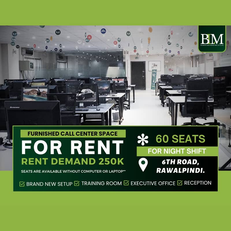 Furnished Call Center Seats On Lease Available on Murree Road Commercial Market 0