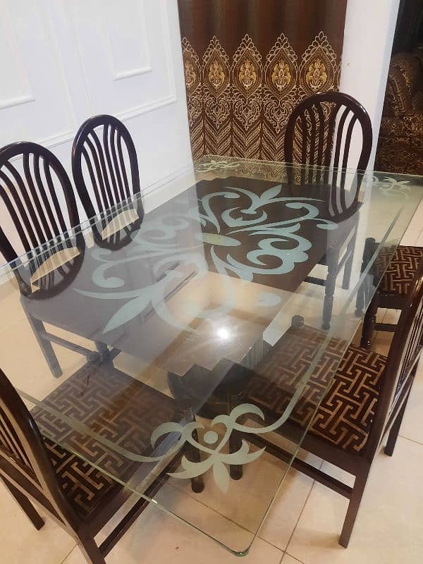 Dining set / glass-top table / wooden table / 6-seater / for sale 0