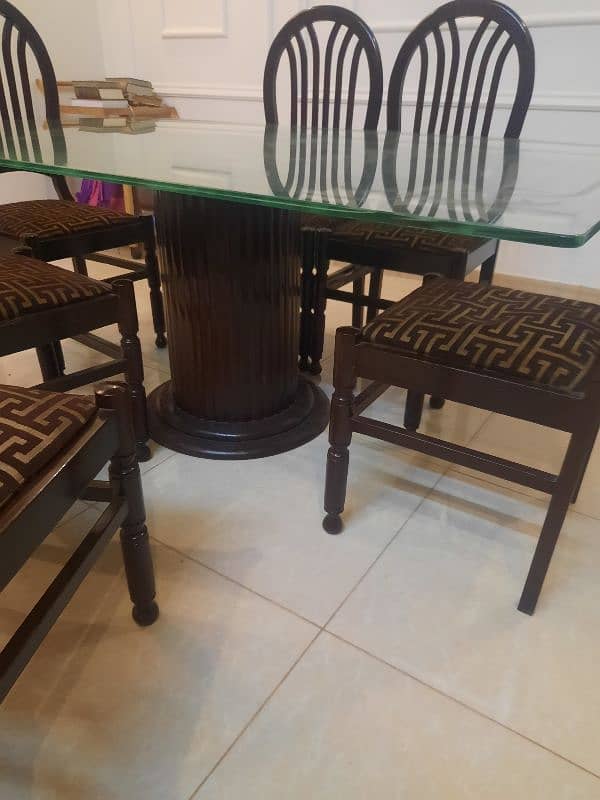 Dining set / glass-top table / wooden table / 6-seater / for sale 3