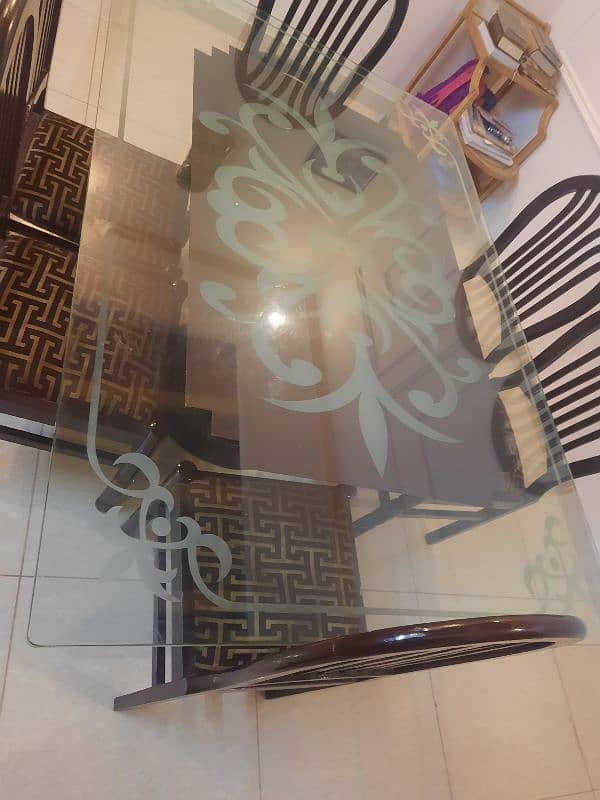 Dining set / glass-top table / wooden table / 6-seater / for sale 5