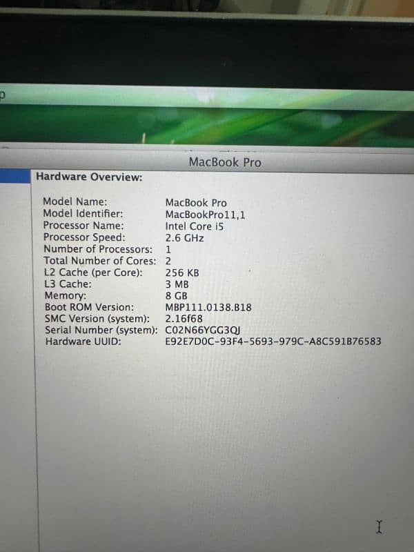 Mac book Pro intel core i5 3