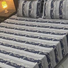 3 Pcs Crystal cotton printed double bedsheet