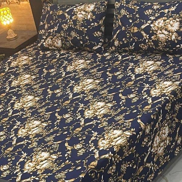 3 Pcs Crystal cotton printed double bedsheet 1