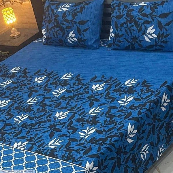 3 Pcs Crystal cotton printed double bedsheet 3