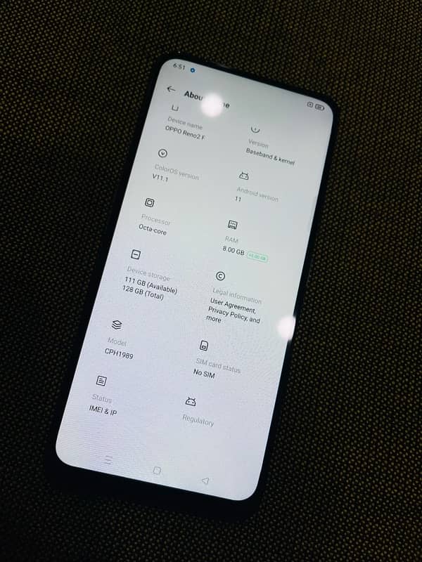 oppo reno 2f  8/128  dual sim pta approved urgent sale 8