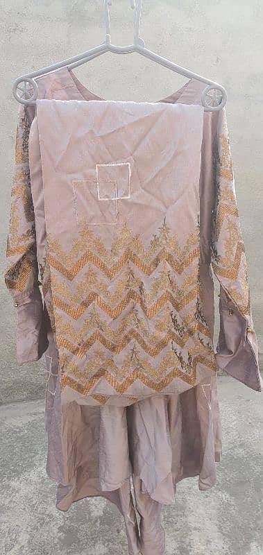 Long Frock With Plazo and shefoon dupatta 4