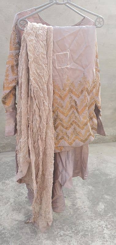 Long Frock With Plazo and shefoon dupatta 5