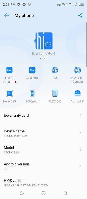 Tecno pova Neo 4gb 64gb 6