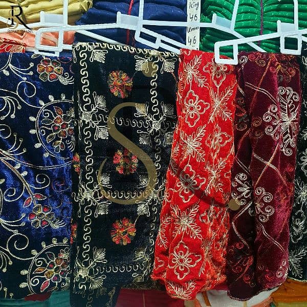 Ladies Velvet Karhai Shawls 1