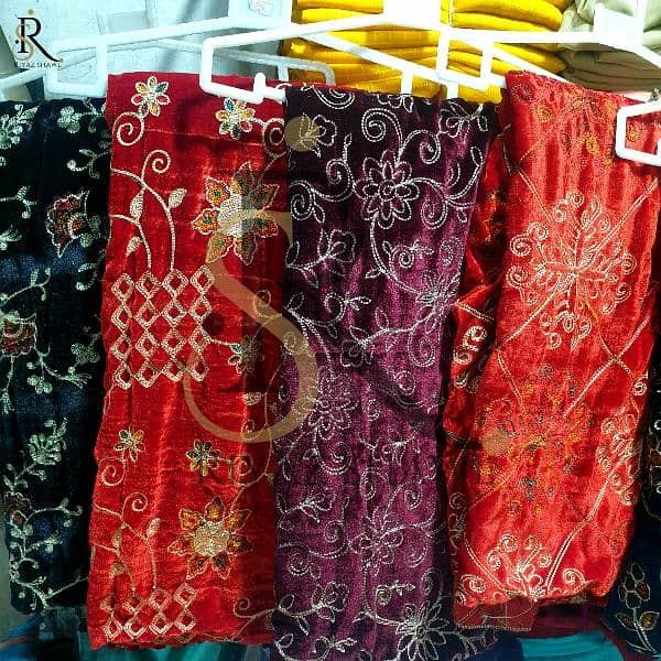 Ladies Velvet Karhai Shawls 2