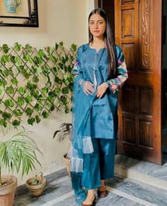 stunning women,s stitched suti set 3pcs size medium