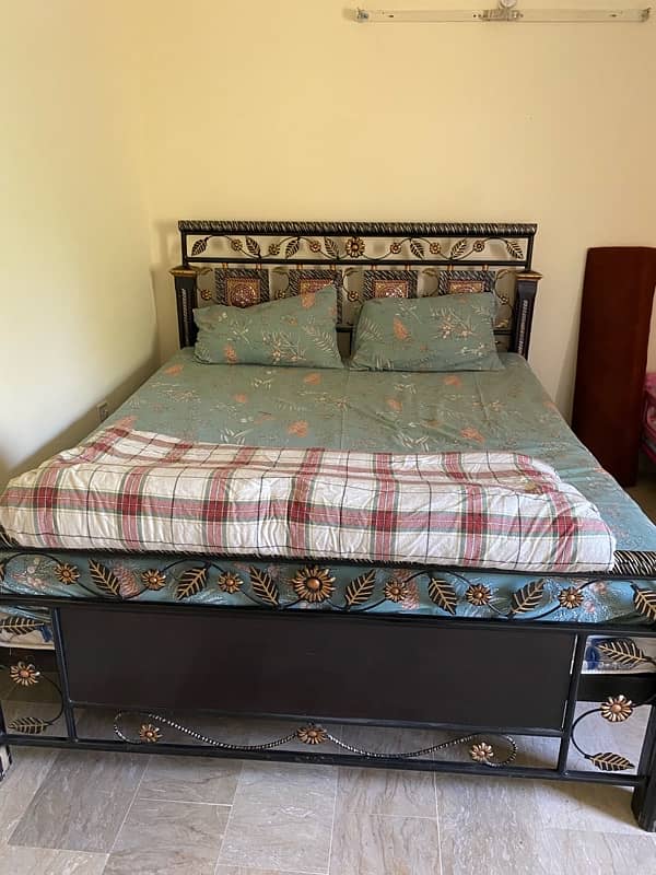 Iron Bed with dressing table and mattress available 1