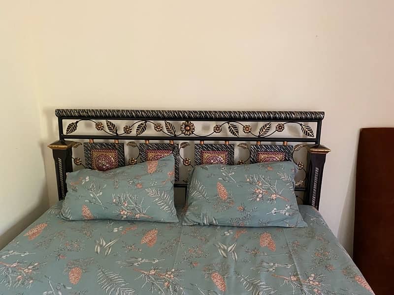 Iron Bed with dressing table and mattress available 2