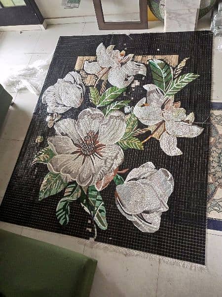 glass mosaic floral wall mural 0