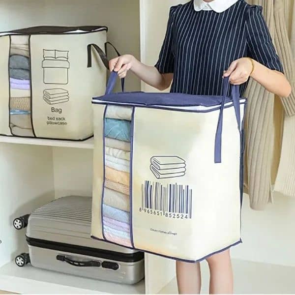 Large 2 pcs Non-woven Portable Clothes Storage Bag 2