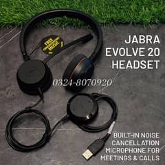 Jabra Evolve 20 Headset Noise Cancelling Microphone Meeting Call 65 85