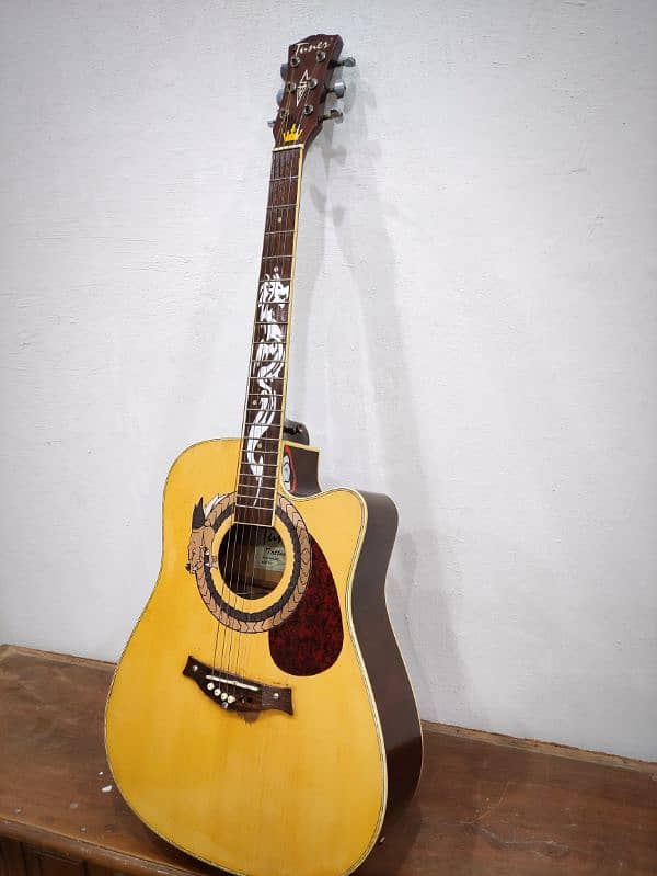 Acoustic Guitar with Attached Amplifier connected Device & Bag & pick 3