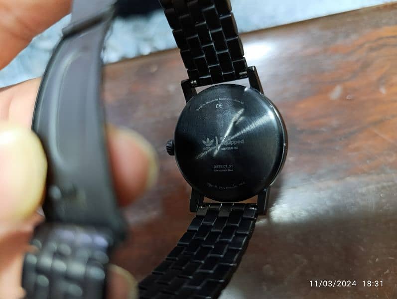 Original Adidas Black PVD plates Solar powered watch in 15000 only. 12