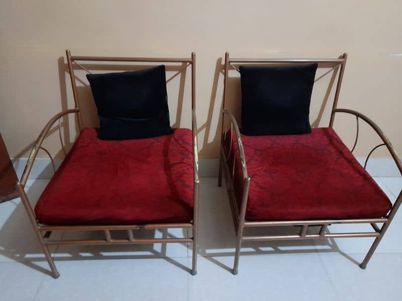 Iron rod sofa set with corner table 1