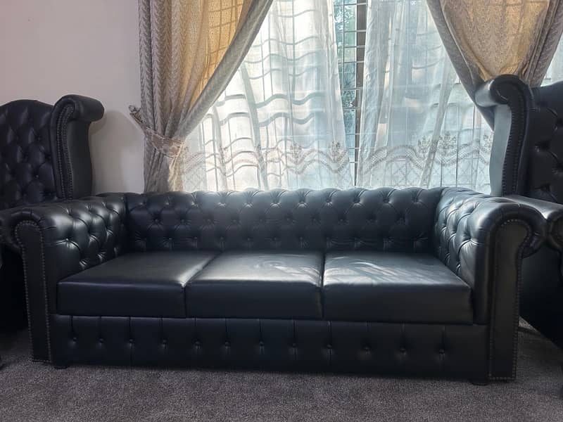 Black leather sofa 1