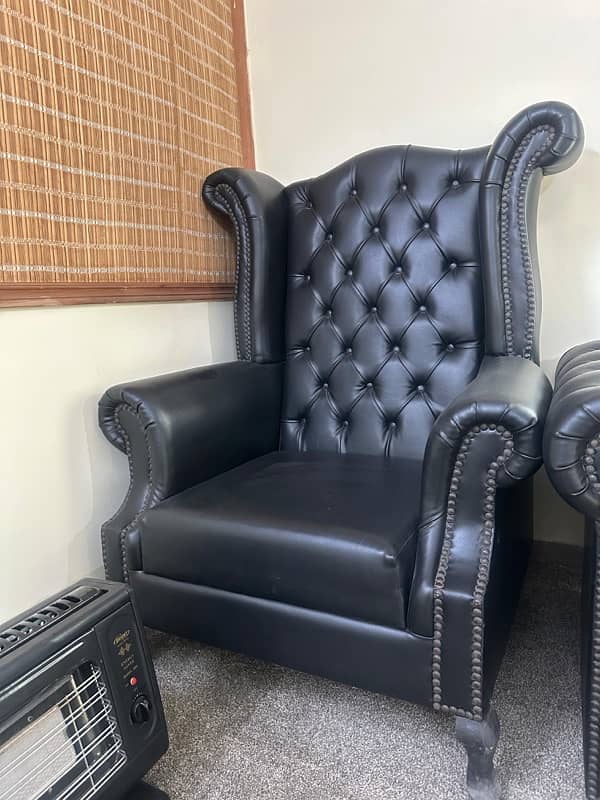 Black leather sofa 2