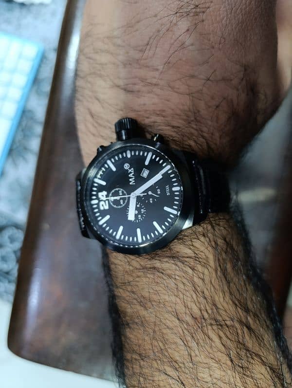 Original Max Brand Black Stainlessness large size naval chronograph 9