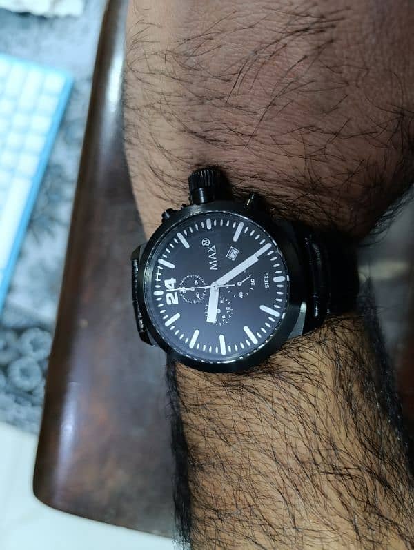 Original Max Brand Black Stainlessness large size naval chronograph 13