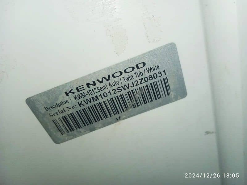 kenwood homege washing machine twin tub model no:HWM-1020SA 10