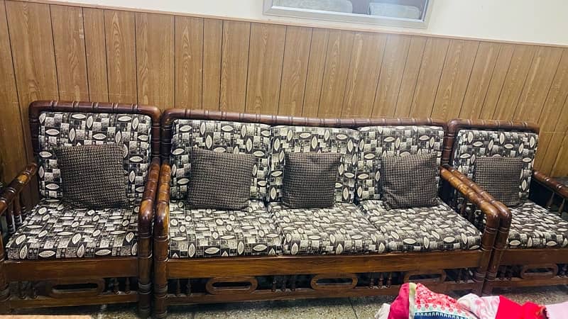 Strong Wooden 5 Seater Sofa Set 0