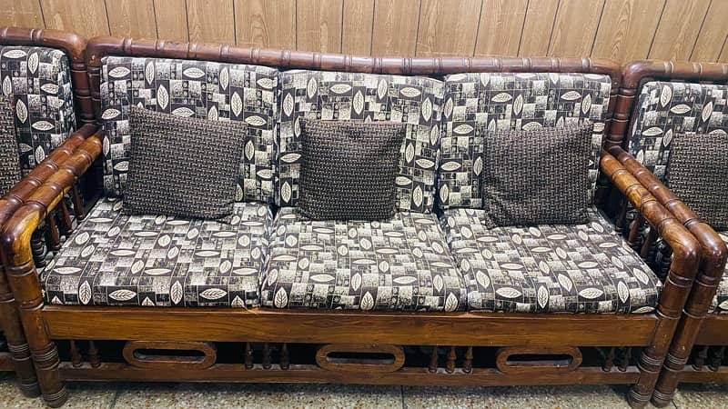 Strong Wooden 5 Seater Sofa Set 2