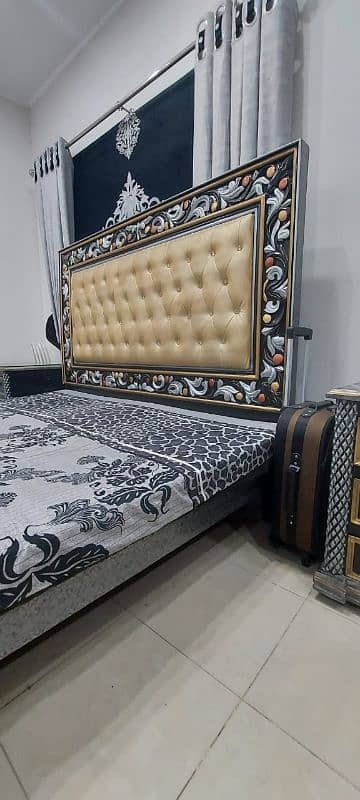 wooden bed set with two side tables 2