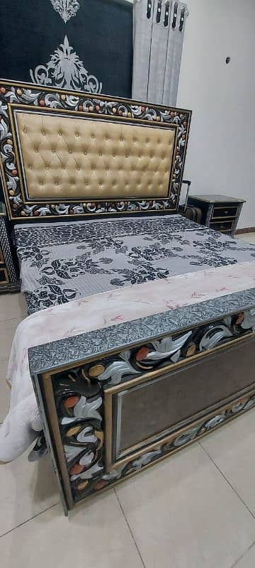 wooden bed set with two side tables 6