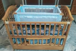 Baby cot wooden, mattress, portable, drawers