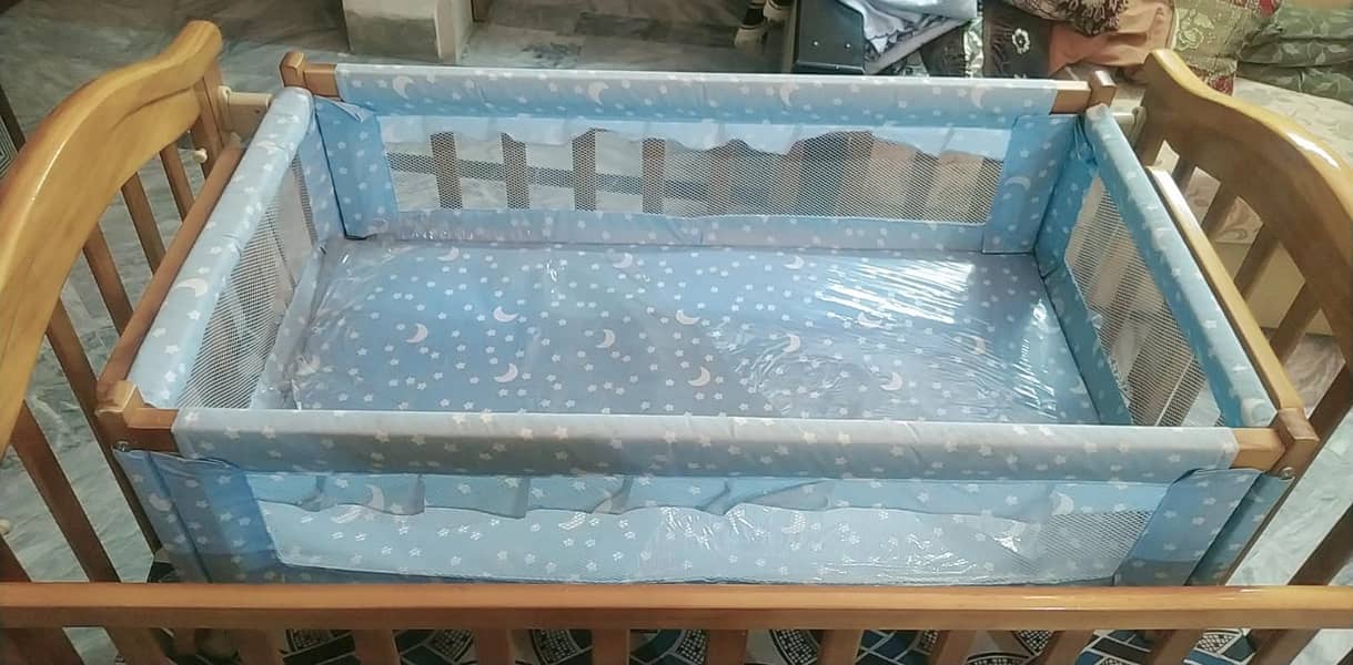 Baby cot wooden, mattress, portable, drawers 2