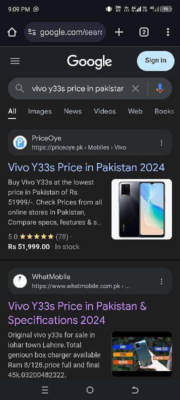 vivo y33s full box 8+4 128gb no open exchange any mobile 3